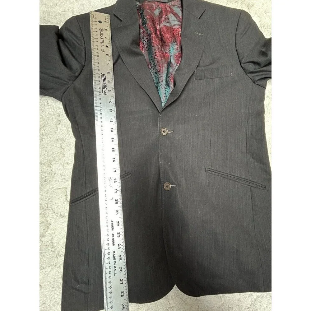 Ted Baker Endurance Mens Two-Button Wool Blazer Jacket Size 40R Gray Long Sleeve